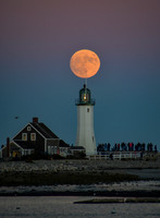 Scituate Lighthouse with Full Moon Lollipop, Scituate, MA