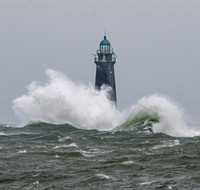 Minot Lighthouse Meets Hurricane Lee, Scituate, MA